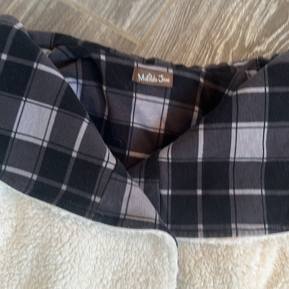 Womens Matilda Jane size small S reversible Sherpa black gray plaid winter vest - Picture 6 of 8